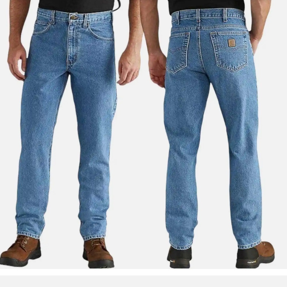 Carhartt Regular Fit Straight Leg Medium Wash Relaxed Fit Denim Blue Jeans